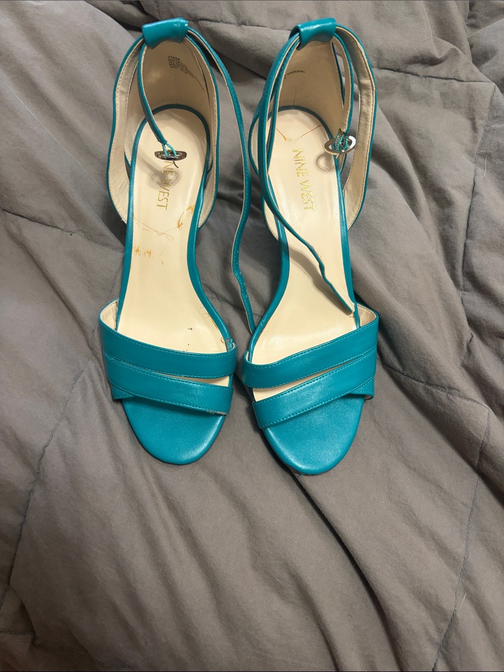 Nine West Teal Strappy Open-Toe Heels